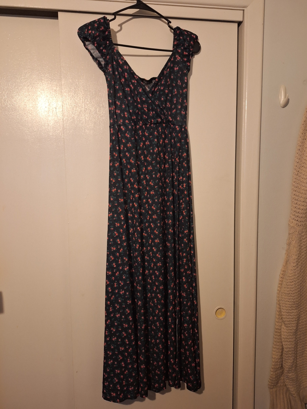 SHEIN Navy Maxi Dress with Pink Floral Print